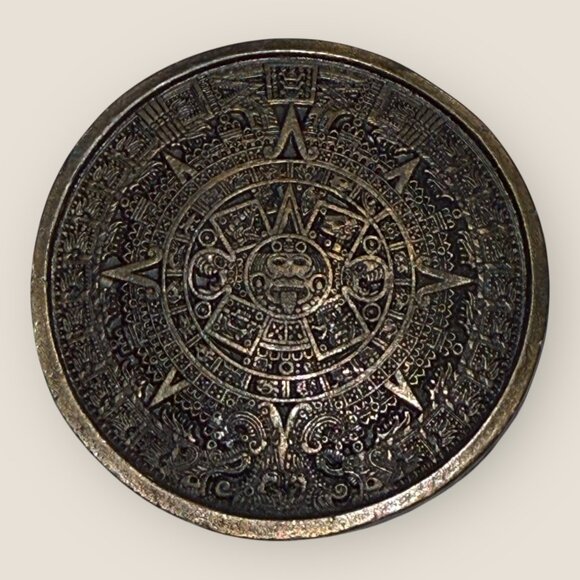 Vintage Aztec Calendar Ruebro MFG. Belt Buckle Retro Western Style Accessory - Picture 1 of 5